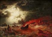 nocturnal marine with burning ships